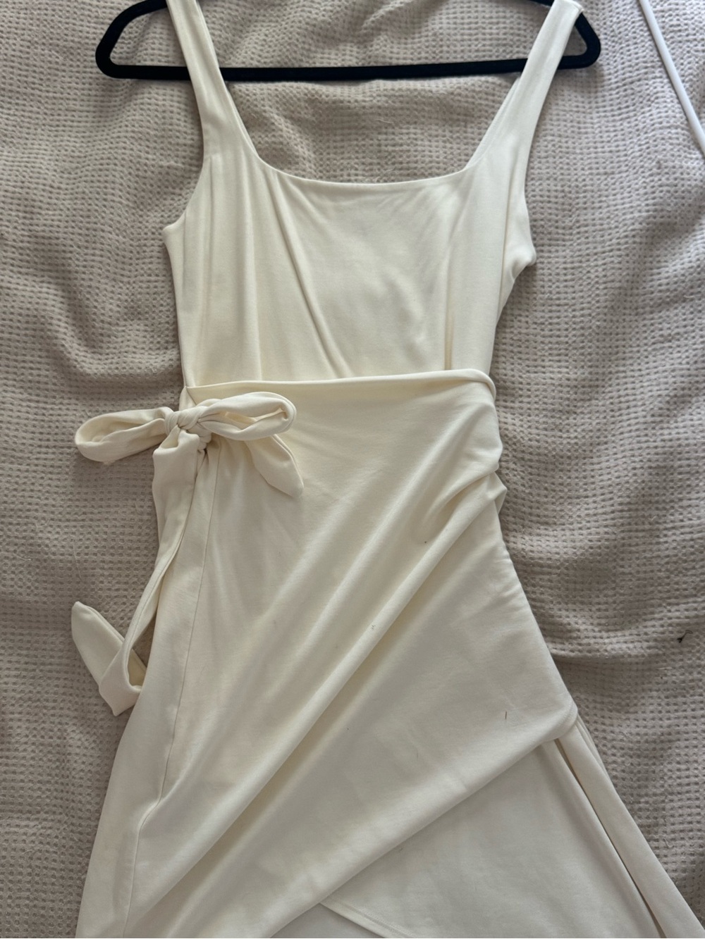 Aritzia Wilfred Cream Wrap Midi Dress with Side Tie